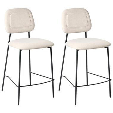 DUETTE - Barkruk set van 2 - Lichtbeige - Fluweel product