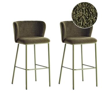MINA II - Barkruk set van 2 - Donkergroen - Bouclé product