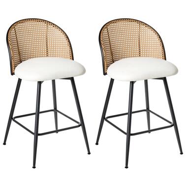 NATHAN - Barkruk set van 2 - Wit - 91 cm - Kunstleer product