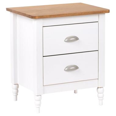 SHILLINGTON - Nachtkastje 2 lades - Wit/Lichthout - Dennenhout product