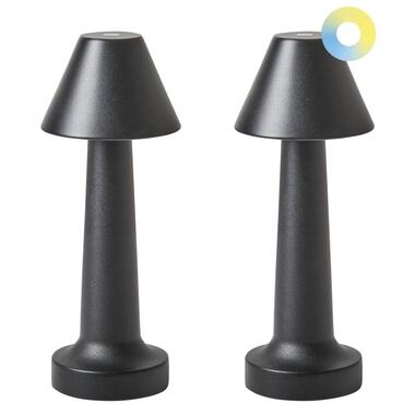 JOANES - Set van 2 tafellampen - Zwart - IJzer