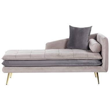 GONESSE - Chaise longue - Taupe - Rechtszijdig - Fluweel product