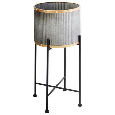 FEUILLE - Verhoogde bloempot - Grijs - 26 x 26 x 52 cm - IJzer product