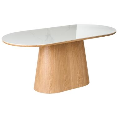 LOCKHART - Eettafel - Lichtbruin/Wit - Gesinterde steen product
