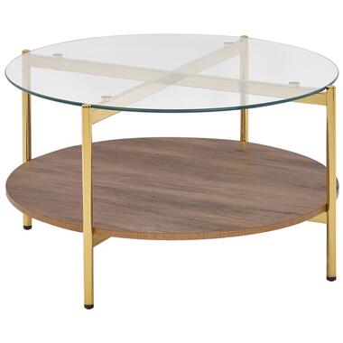 LOVELL - Salontafel - Donkerbruin/Goud - Hout product