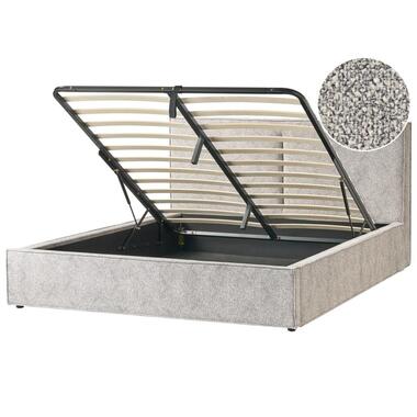 MOISSAC - Bed met opbergruimte - Zwart/Wit - 180 x 200 cm - Gebreid product