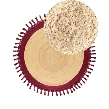 MARTS - Vloerkleed - Donkerrood - 140 cm - Jute product
