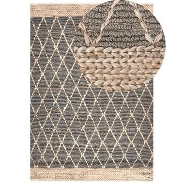 TELLIKAYA - Loper vloerkleed - Grijs - 160 x 230 cm - Jute product