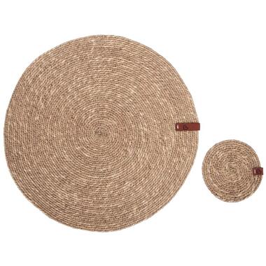KUNZEA - Set van 12 placemats en onderzetters - Natuurlijk - Zeegras