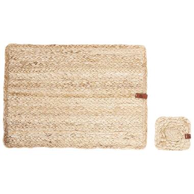 QUANDONG - Set van 12 placemats en onderzetters - Natuurlijk - Jute product