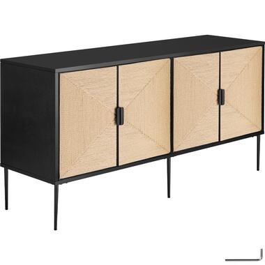 tectake Dressoir Juna, fronten in jute-optiek, 2 kastvakken, Zwart/bruin product