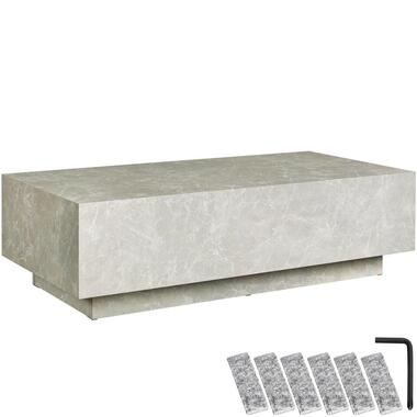 tectake Salontafel Lasley met voet, draagkracht 45 kg, Travertijnlook