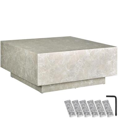 tectake Salontafel Lasley met voet, draagkracht 45 kg, Travertijnlook