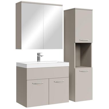 Badplaats Badkamermeubel Set Montreal 60 cm - Beige - Badmeubel met spiegelkast product