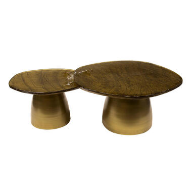 Fraaai - Benny salontafel set van 2 - goud antiek finish product
