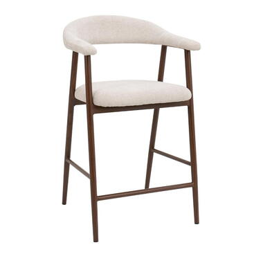 Barkruk Beige Stof/Walnoot - Mila - Set van 2