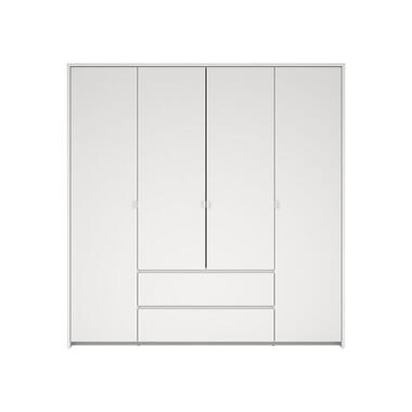 Hioshop Next kledingkast 4 deuren 2 lades 197x200cm wit product