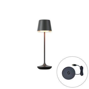 Qazqa tafellampen treble zwart geïntegreerde led