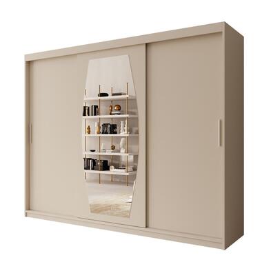 Meubella - Kledingkast Azai - Beige - 250 cm - Met spiegel