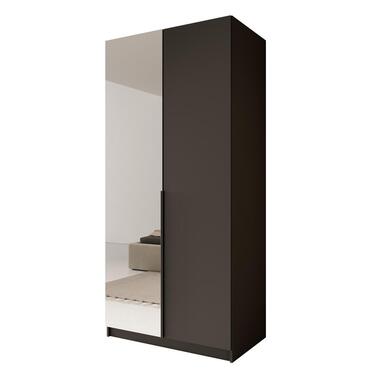 Meubella - Kledingkast Bruno - Zwart - 100 cm - Met spiegel product