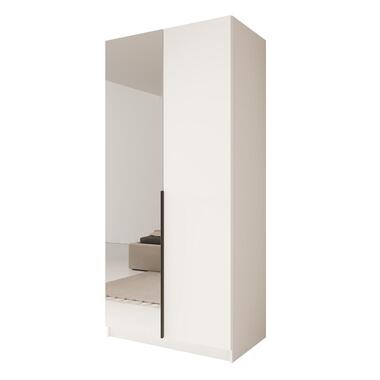 Meubella - Kledingkast Bruno - Wit - 100 cm - Met spiegel product