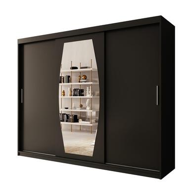 Meubella - Kledingkast Azai - Zwart - 250 cm - Met spiegel product