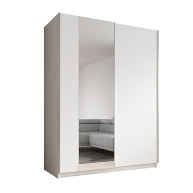Meubella - Kledingkast Ganaro - Wit - 150 cm - Met spiegel product