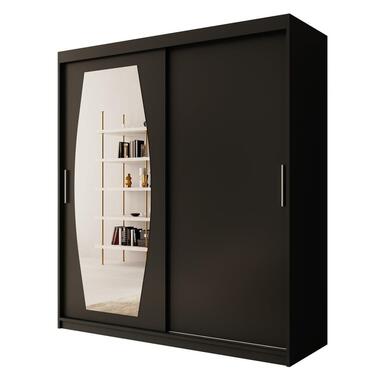 Meubella - Kledingkast Azai - Zwart - 180 cm - Met spiegel product