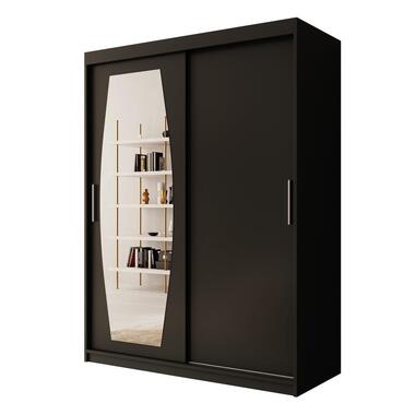 Meubella - Kledingkast Azai - Zwart - 150 cm - Met spiegel product
