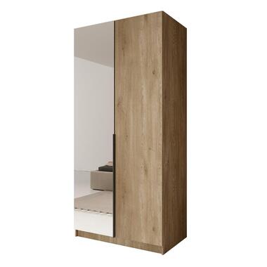 Meubella - Kledingkast Bruno - Eiken - 100 cm - Met spiegel product