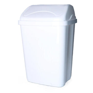 Prullenbak/afvalbak - 16 liter - kunststof - wit - 35 x 44 product