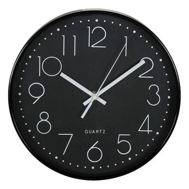 Ostaria Wandklok/muur klok - D25 cm - kunststof - zwart product