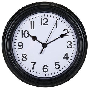 Ostaria Wandklok/muur klok - D22 cm - kunststof - zwart - kamer product