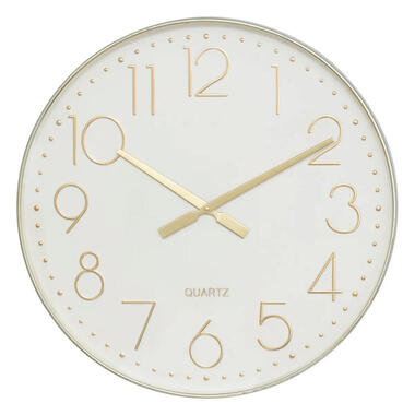 Atmosphera Wandklok Mondello - D51 cm - kunststof - wit/goud product