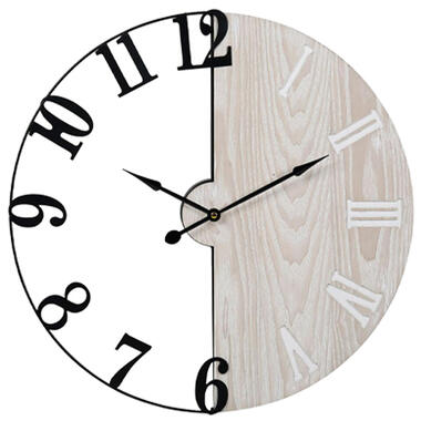 Ostaria Wandklok/muur klok - D50 cm - metaal/hout - naturel/zwart product