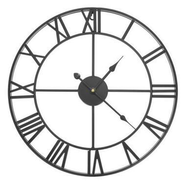 Ruhhy Wandklok/muur klok Vintage - metaal - zwart - D47 cm - 3D product