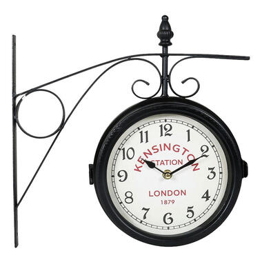 Ostaria Wandklok/muur klok - 21cm - Station klok - metaal - zwart product