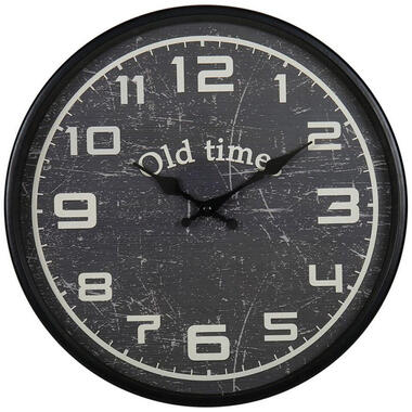 Ostaria Wandklok/muur klok - Old Times - D30 cm - metaal - zwart product