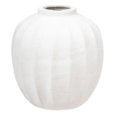 Atmosphera Bloemenvaas - creme wit - kunststeen - D25 x H28 cm product