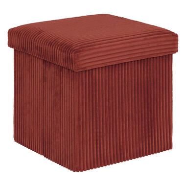 Hocker/poef Ribcord opvouwbaar - donkerrood - polyester - 38x38cm product
