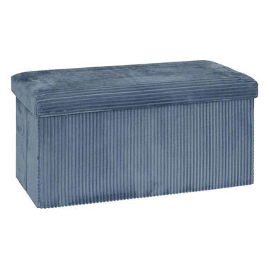 Hocker/poef Ribcord opvouwbaar - blauw - polyester - 76x38cm product