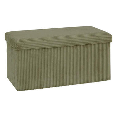 Hocker/poef Ribcord opvouwbaar - groen - polyester - 76x38cm product