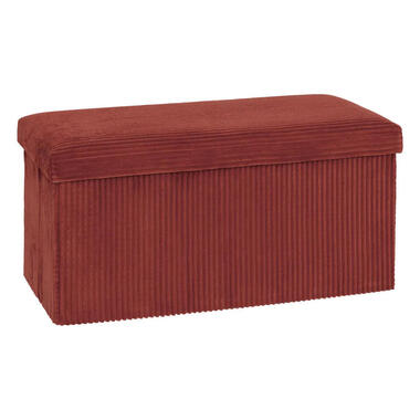 Hocker/poef Ribcord opvouwbaar - donkerrood - polyester - 76x38cm product