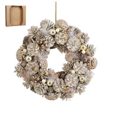 Mica Decorations Hanley Kerstkrans - H9 x Ø34 cm - Wit
