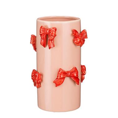 Mica Decorations Vaas - H26 x Ø17 cm - Dolomiet - Rood, Lichtroze product