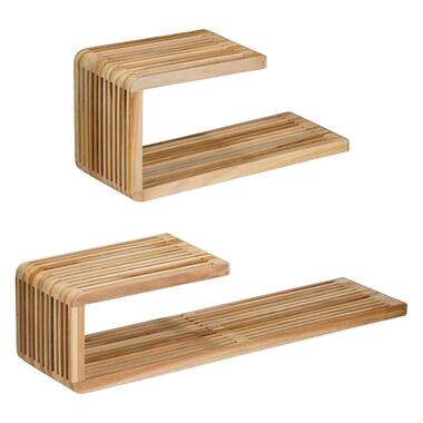 Mica Decorations Josha Wandplank Zwevend - Set van 2 - Bruin product
