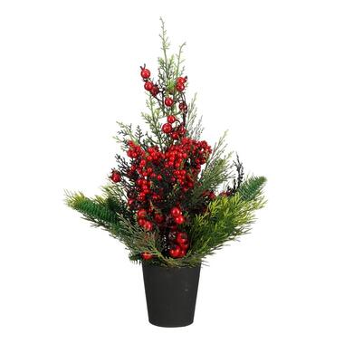 Mica Decorations Kerstboom ceder in pot rood - h45xd18cm
