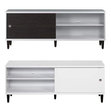 Hioshop Evolution TV-meubel 1 deur- 2 planken wit- zwart product