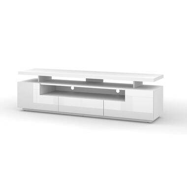 TV-meubel ladekast EVA 180 cm zwartwit mat, wit hoogglans front product