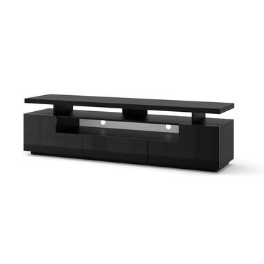 TV-meubel ladekast EVA 180 cm zwart mat, zwart hoogglans front product